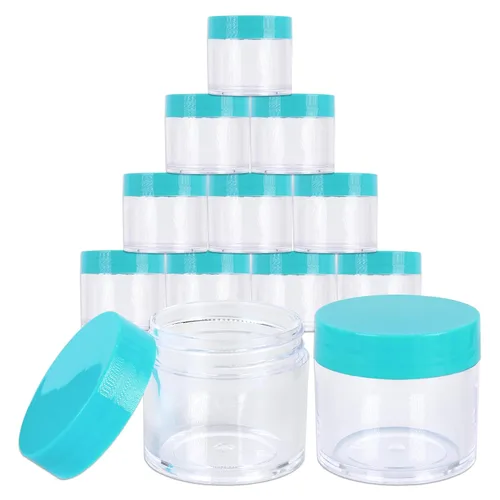 Miniatura 13 de Beauticom 1.06 oz/1.0 fl oz (1 fl. oz.) Tarros de plástico transparente de doble pared a prueba de fugas con tapas superiores planas para cremas, Oro