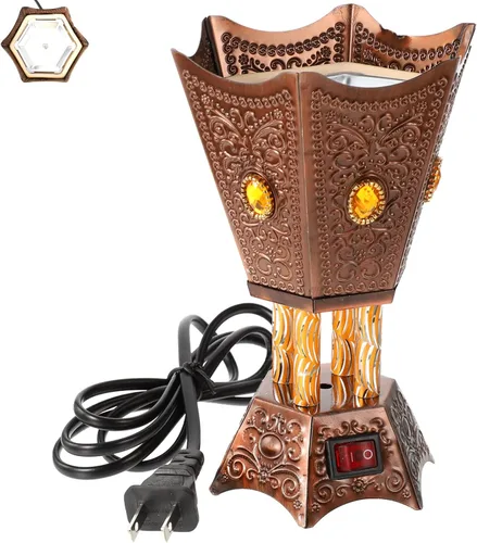 Beavorty Quemador de incienso árabe, soporte eléctrico vintage para incienso aromático, soporte de vela de incienso de Oud para oficina en casa