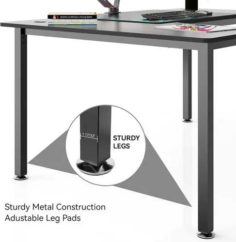Miniatura 6 de L Desk Eureka Escritorio ergonómico de 60 pulgadas, escritorio de oficina, escritorio para juegos en casa, en forma de L, ordenador de escritorio