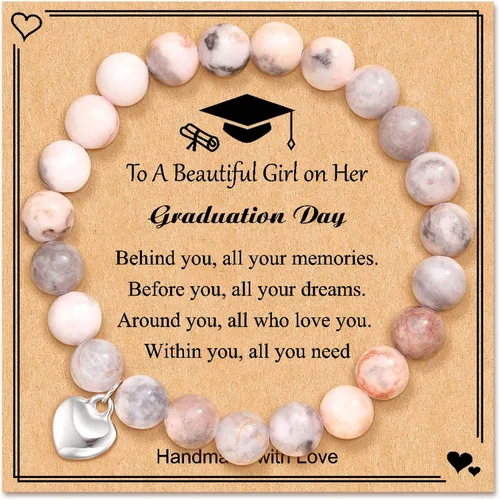 2024 Graduation Gifts for Her Him Natural Stone Bracelet Class of 2024 High School College Graduation Gift for Women Men
