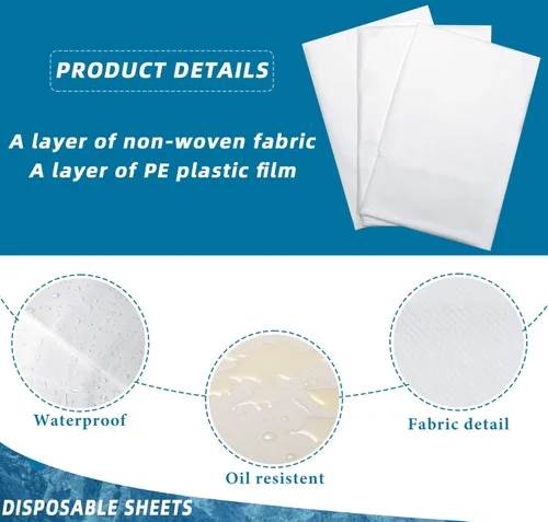 Miniatura 2 de Tatuo 50 sábanas desechables de 31 x 70 pulgadas, impermeables, para mesa de masaje, tela no tejida para spa, pestañas, salón de belleza, Blanco