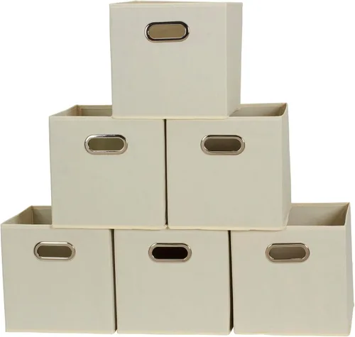 Miniatura 15 de Household Essentials Cubos de Almacenamiento de Tela Plegables Paquete de 6 – 11x11x11 Contenedores No Tejidos Apilables con Lados de Cartón