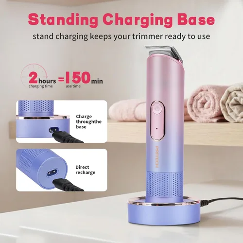 Miniatura 5 de PRITECH Recortadora de cabello para mujer, recortadora de bikini recargable para mujer, cabello púbico, uso húmedo y seco, afeitadora eléctrica sin