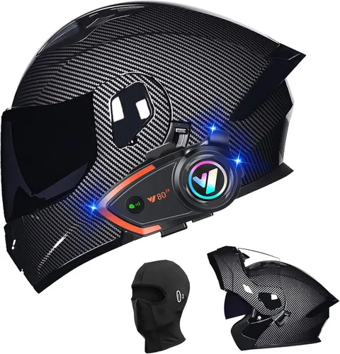 Miniatura 14 de Cascos de motocicleta para hombre, aprobado por DOT, casco de motocicleta de cara completa para adultos, casco de motocicleta con doble visera, D