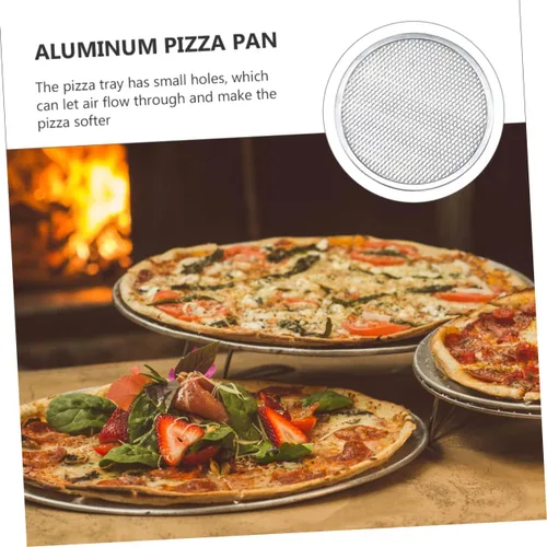 Miniatura 2 de Bandeja de pizza de aluminio para hornear Bandeja de pizza para uso en horno, bandeja sin costuras para pizza casera y hornear