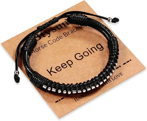 Miniatura 31 de Regalos inspiradores para hombres, pulseras con código morse, pulseras para hombre, regalos de graduación para él, Día del Padre, pulsera de cuero