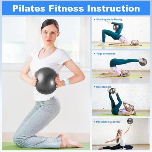 Miniatura 6 de Pelota de pilates de 9 pulgadas, pelota de ejercicio pequeña, pelota de entrenamiento para barra, pilates, yoga, estabilidad, entrenamiento