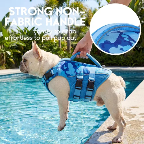 Miniatura 3 de ASENKU Chaleco salvavidas para perros, chaleco de natación para perros de alta flotación con asas de rescate para perros pequeños, medianos