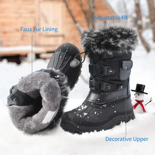 Miniatura 4 de DREAM PAIRS Botas de nieve, impermeables, con aislamiento, para niño y niña