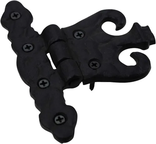 Miniatura 6 de Renovators Supply Manufacturing Paquete de 2 bisagras de puerta de gabinete con herrajes de 4.5 pulgadas, bisagra de hierro forjado negro resistente