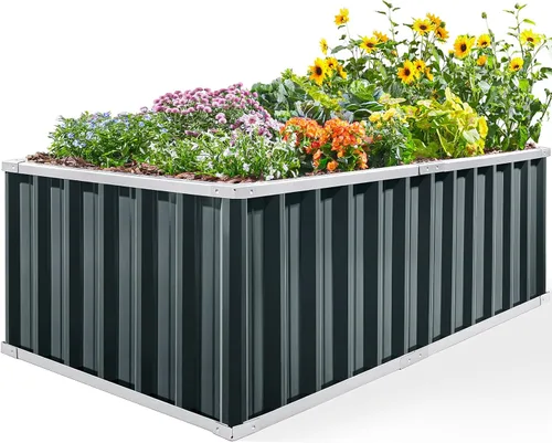 Miniatura 14 de King Bird - Cama de jardín elevada de 68 x 36 x 12 pulgadas, kit de caja de maceta de metal de acero galvanizado para jardín al aire libre, con 2
