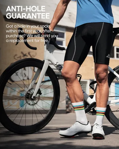 Miniatura 4 de DANISH ENDURANCE Calcetines de ciclismo, longitud de la tripulación, transpirables y acolchados, para hombres y mujeres, paquete de 3