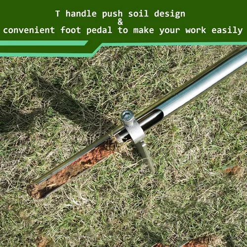 Miniatura 4 de KAXIWEI Sonda de muestra de suelo de 40 pulgadas de acero inoxidable 304, sonda de muestra de suelo tubular con eyector y pedal para muestreo