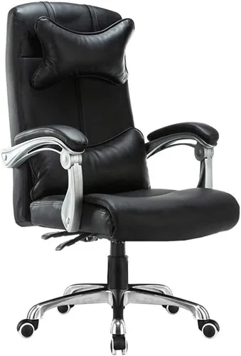 Miniatura 12 de Leather Desk Gaming Chair Height Adjustable Ergonomic High Backrest Office Computer Chairs with Headrest and Lumbar Support for Reception Study Milk