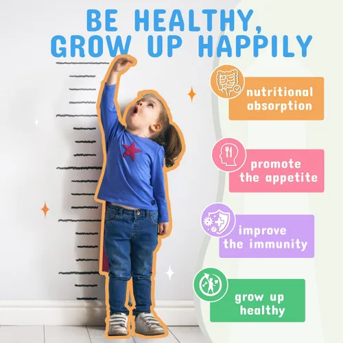 Miniatura 6 de Probióticos y prebióticos para niños en polvo a partir de 3 años, apoyo al sistema digestivo e inmunológico para niños con fuente natural, promueve