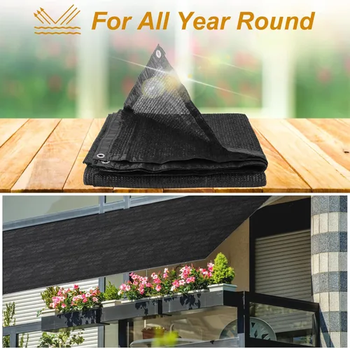 Miniatura 4 de SPORTYOUTH Tela de sombra, 70% negro, cubierta de protección solar para patio, lona de malla de 10 x 50 pies con ojales, resistente a los rayos UV