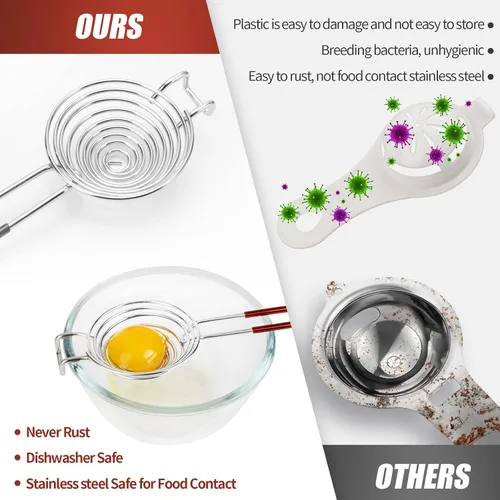 Miniatura 4 de SOLEADER Separador de huevos, herramienta separadora de yema blanca, acero inoxidable de grado alimenticio, apto para lavavajillas, trabajo