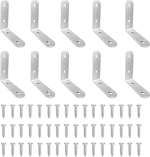 Miniatura 10 de 20 soportes en L de acero inoxidable, soporte de esquina de ángulo recto de 0.79 pulgadas, metal resistente, juntas de 90 grados