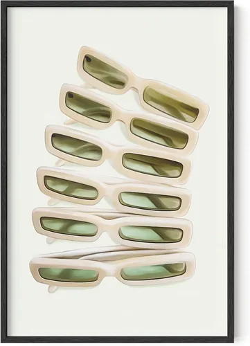 HAUS AND HUES Arte de pared verde con lentes de sol para decoración de habitación, pósteres estéticos lindos y estéticos verdes estéticos para