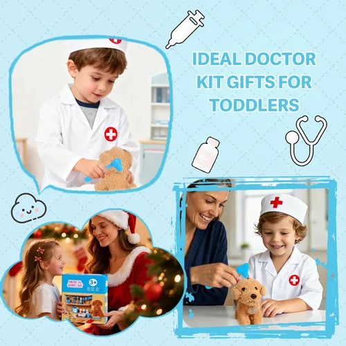 Miniatura 7 de Kit médico para niños pequeños de 3 a 5 años – Juego de juguetes veterinarios para niños de 3 a 4 años, kit médico de juego de simulación con perro