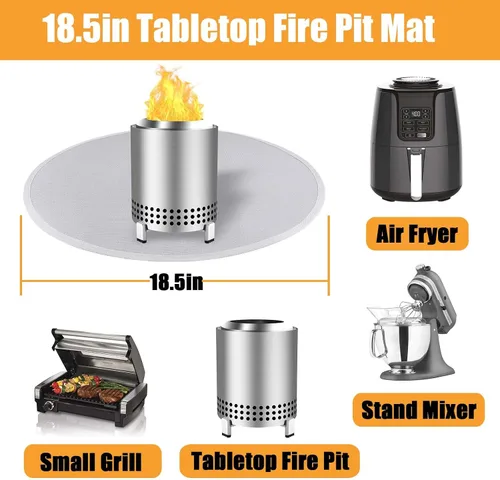Miniatura 6 de Tapete para hoguera de 18.5 pulgadas compatible con accesorios Solo Stove Mesa y Mesa XL, tapete ignífugo compatible con Solo Stove Mesa, tapetes