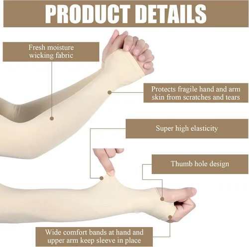 Miniatura 5 de Eurzom 8 pares de fundas protectoras de piel para ancianos, manga fina para el brazo, moretones contra abrasiones, desgarros, exposición al sol