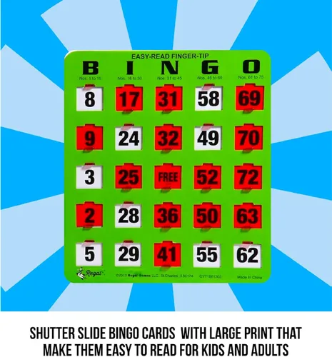 Miniatura 7 de Regal Bingo - Tarjetas de Bingo con Ventanas Deslizantes Solamente - 8" x 9" - Cartulina Verde de 5 Capas - Fácil de Leer - Sin Duplicados - Paquete
