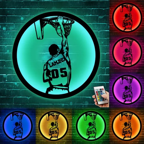 Miniatura 9 de Arte de Pared de Metal Personalizado de Béisbol con Bandera de EE.UU. con Luz LED, Letrero Personalizado con Nombre de Jugador de Sóftbol Americano