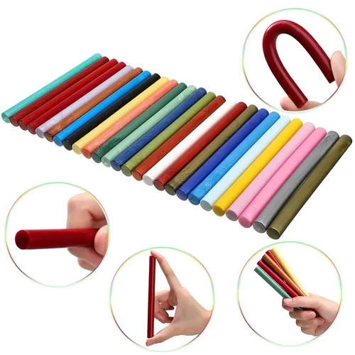 Miniatura 3 de Nuanchu 26 barras de cera para sellar pistola de pegamento para sello de cera y letras retro vintage, sellado de pistola de pegamento
