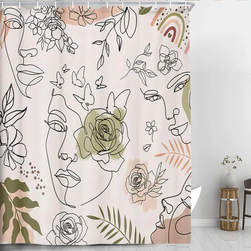 Miniatura 4 de JAWO Divertida cortina de ducha para baño, diseño de pechos divertidos, cuerpo femenino, divertido juego de cortinas de ducha de tela artística