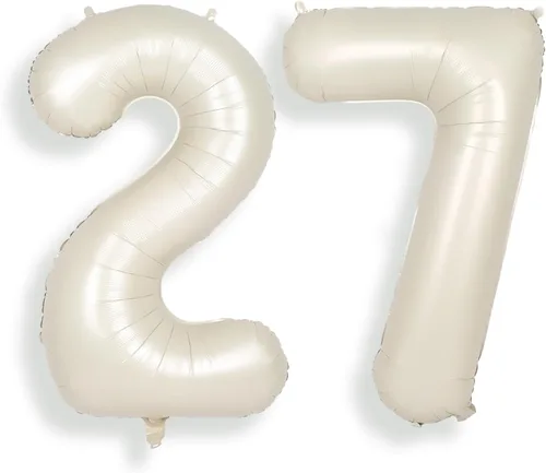 Miniatura 24 de SUWEN Globos de helio grandes de 102 cm (40 pulgadas) con letra S en color crema. Globos grandes de papel de aluminio con letra en helio, de A a Z.