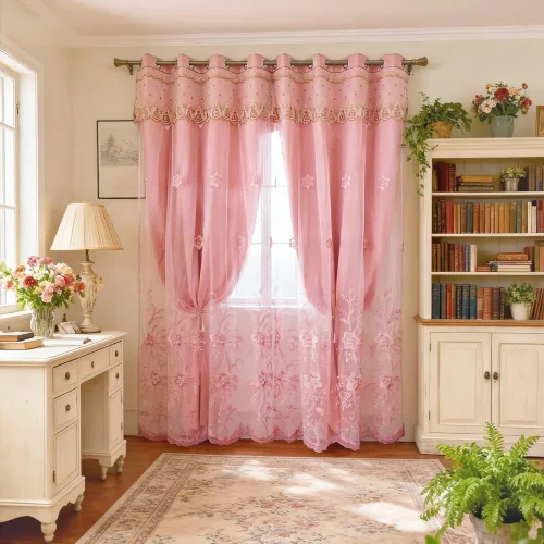Miniatura 13 de Amidoudou 1 par de cortinas europeas de doble capa para sala de estar, dormitorio, cortinas bordadas de flores de lujo con cenefa