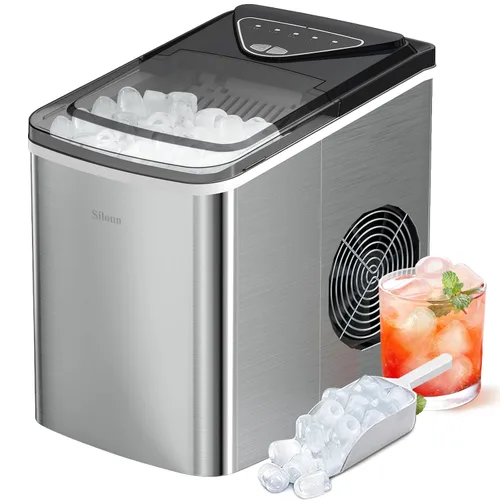 Miniatura 10 de Silonn Máquina de hielo de pepitas para encimera, máquina de hielo de pellets con función de autolimpieza, la máquina de hielo sónico produce 33