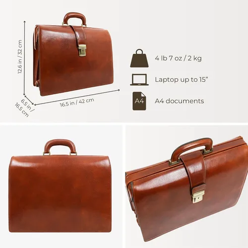 Miniatura 4 de Time Resistance Maletín de cuero para abogado - Maletín italiano hecho a mano para portátil para hombres y mujeres - Estuche de fijación - Bolsa