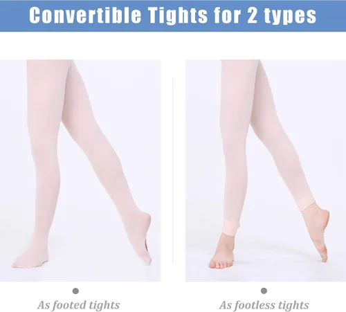 Miniatura 2 de MdnMd Girls' Women's Ballet Tights Ultra Soft Convertible Dance Leggings Transition Tights for Toddler Kids Adult