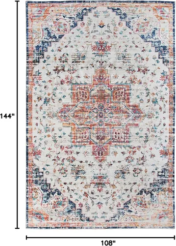 Miniatura 467 de Syalife 4x6 Alfombra Lavable para Área, Ultra Suave Antideslizante, Pila Baja, Alfombra Vintage Resistente a Manchas para Sala de Estar, Alfombra