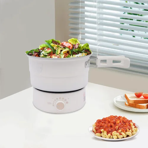 Miniatura 4 de Olla eléctrica portátil con asas plegables, sartén antiadherente, mini olla caliente, 1.6L/0.42 galones, 500 W, 110 V, olla multifuncional