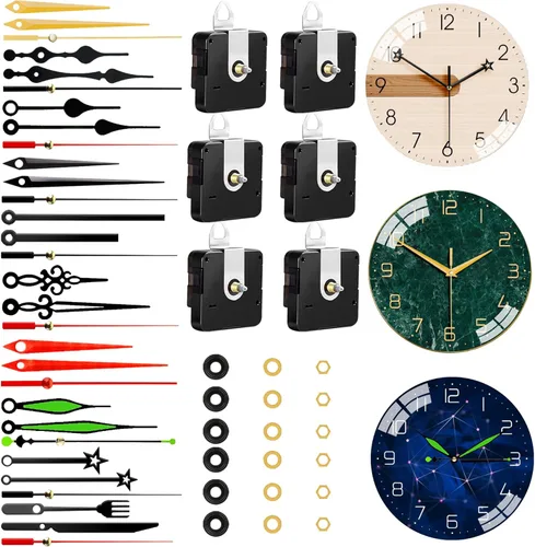 6 PIEZAS Kit de Reemplazo de Mecanismo de Movimiento de Reloj de Cuarzo de Alto Par con 10 Pares Diferentes de Manecillas para Reloj de DIY estilo 2