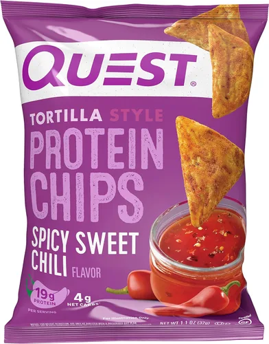 Miniatura 2 de Quest Nutrition Tortilla Chip - Chili dulce picante, 1.1 onzas (paquete de 12) y chips de proteína estilo tortilla, bajo en carbohidratos, queso