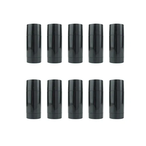 10 tubos de desodorante retorcidos negros vacíos de brillo labial, tubos de lápiz labial, contenedores y tubos de desodorante redondos de viaje (0.5