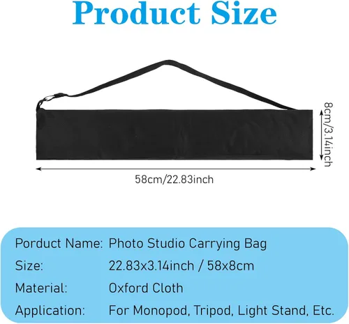 Miniatura 2 de InnoHHustle 22.8 pulgadas soporte de luz trípode monopie cámara caso negro bolsa de transporte con correa para estudio equipo fotográfico