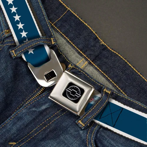 Miniatura 2 de Cinturón de seguridad con hebilla - CHEVROLET BowtieStars AzulBlanco - 1.0" de ancho - 20-36 pulgadas de largo