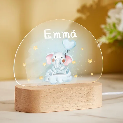 Miniatura 18 de VEELU Regalos personalizados para niños, luz nocturna con nombre personalizado con lindos animales, lámpara LED acrílica para bebé, regalo