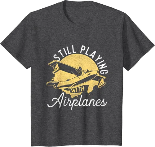Miniatura 33 de Still Playing With Airplanes - Camiseta de control remoto RC Avión Piloto, Negro