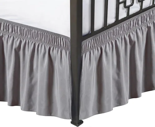 Miniatura 21 de Biscaynebay Faldas de cama envolventes con esquinas divididas para camas Twin/Twin XL de 15 pulgadas de caída, volantes de polvo elásticos Negro