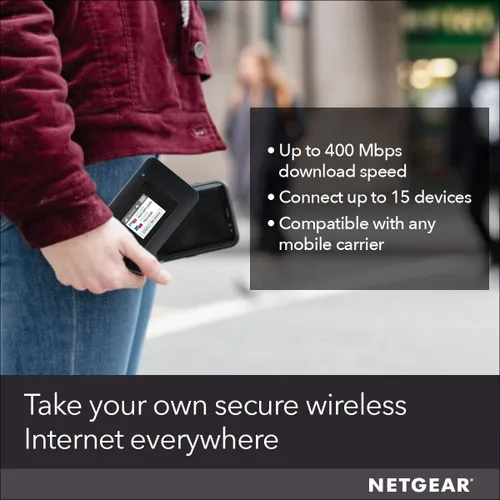 Miniatura 2 de NETGEAR Hotspot WiFi móvil Enrutador 4G LTE AC797-100NAS Velocidad de descarga de 400 Mbps Conecta hasta 15 dispositivos Crea una WLAN