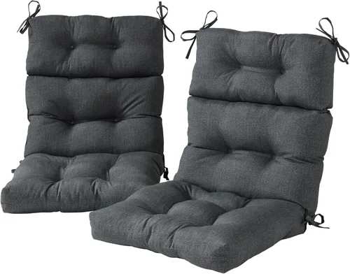 Miniatura 40 de Cojines para silla de respaldo alto para exteriores, diseño de asiento y respaldo con bisagras de una pieza, reversibles con 4 lazos, tela