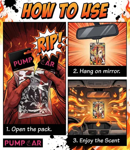 Miniatura 7 de PumpCar Ambientador japonés de doble cara Kamado Tanjiro Kyojuro Rengoku japonés colgante de cereza perfumado Anime Cool para espejo retrovisor
