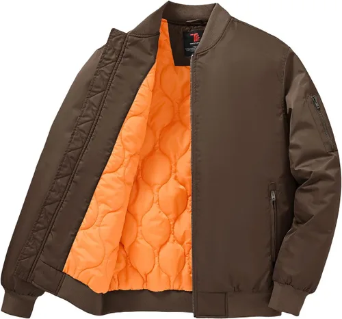 Miniatura 12 de TBMPOY Men's Winter Bomber Jacket Warm Fall Casual Flight Windbreaker Padded Coats Full Zip Stylish Varsity