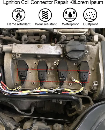 Miniatura 2 de Kit de reparación de conector de bobina de encendido con arnés, enchufe y herramienta de absorción de espacio de 0.3CM Compatible con AUDI, VW